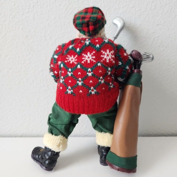 Vintage Terrys Village Christmas Golfing Santa With Golf Bag And Clubs 9in Tall - Picture 6 of 11